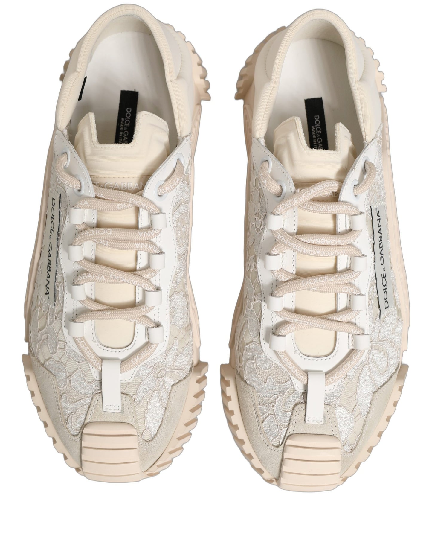 Dolce & Gabbana NS1 White Lace Low Top Sneakers Men’s Designer Sports Shoes Made In Italy