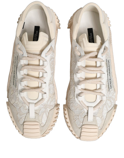 Dolce & Gabbana NS1 White Lace Low Top Sneakers Men’s Designer Sports Shoes Made In Italy