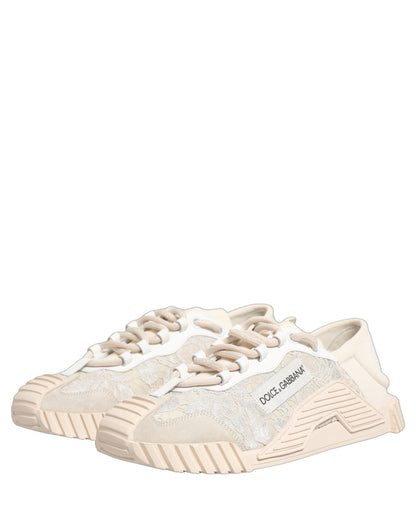 Dolce & Gabbana NS1 White Lace Low Top Sneakers Men’s Designer Sports Shoes Made In Italy