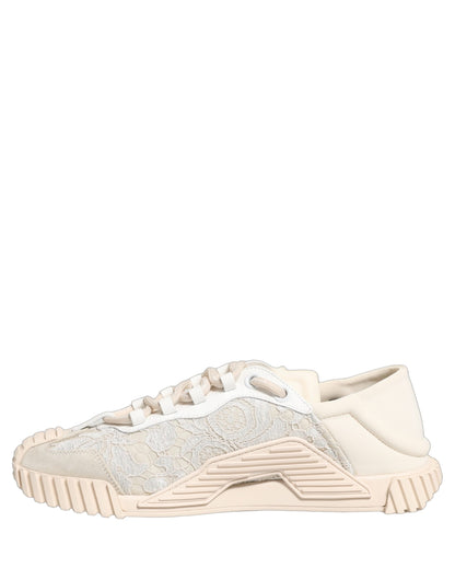 Dolce & Gabbana NS1 White Lace Low Top Sneakers Men’s Designer Sports Shoes Made In Italy