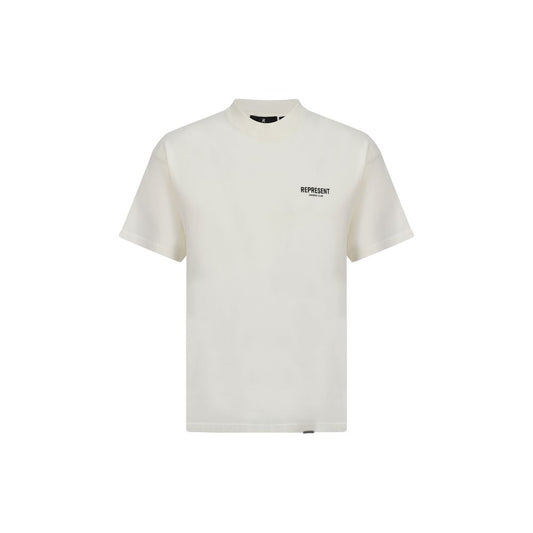 Represent White Cotton Monogram T-Shirt – Regular Fit Designer Tee
