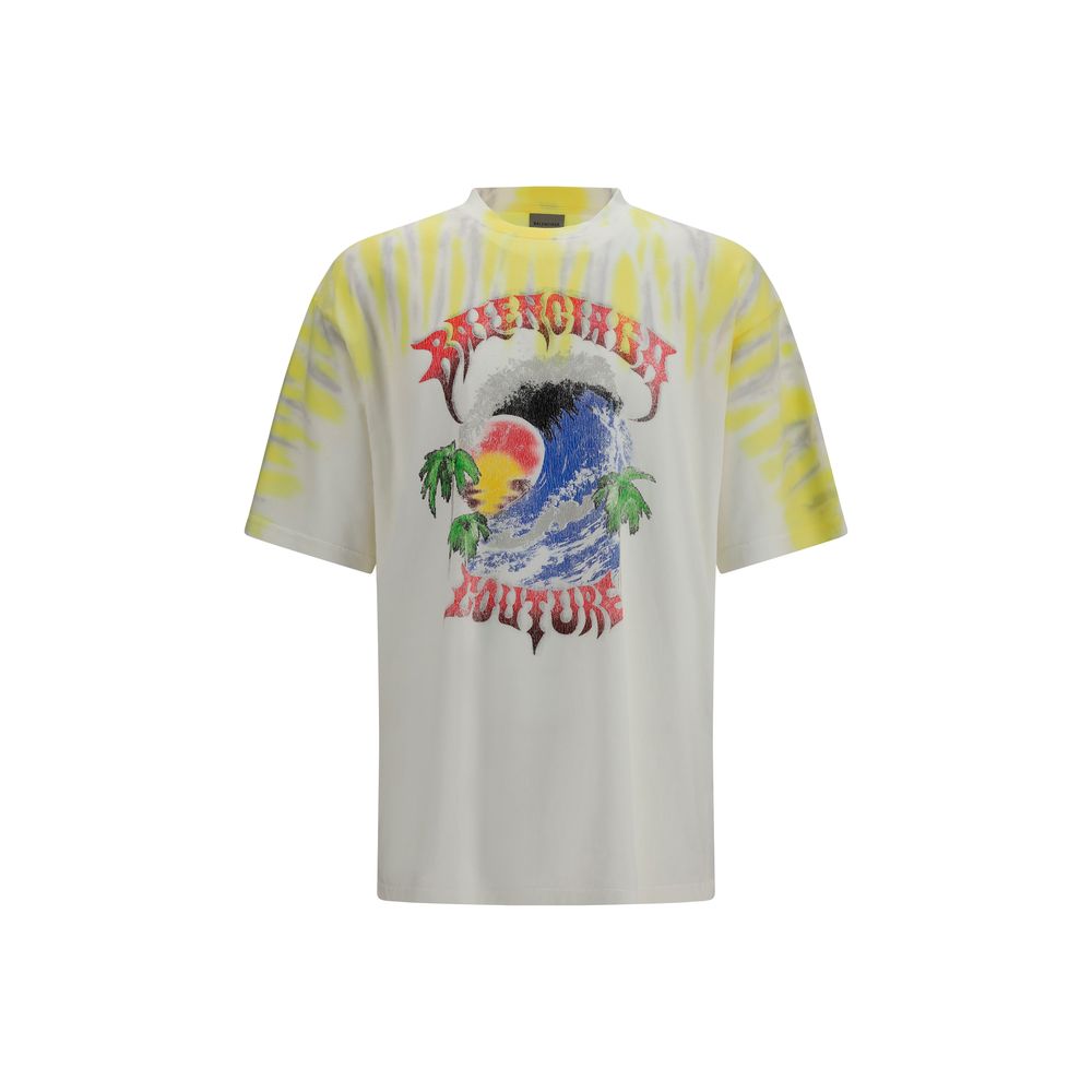 Balenciaga Extreme Tie Dye Bicolor Cotton T-Shirt Men's Designer Crew Neck Tee AW26