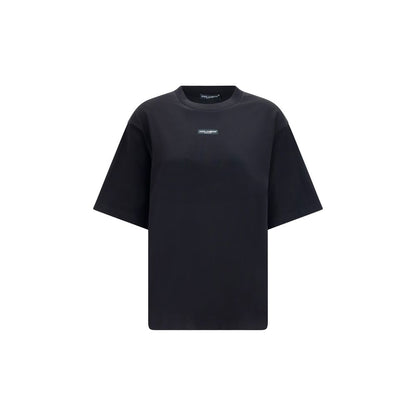 Dolce & Gabbana Black Cotton Logo Patch T-Shirt | Authentic Designer Menswear | Kloset97