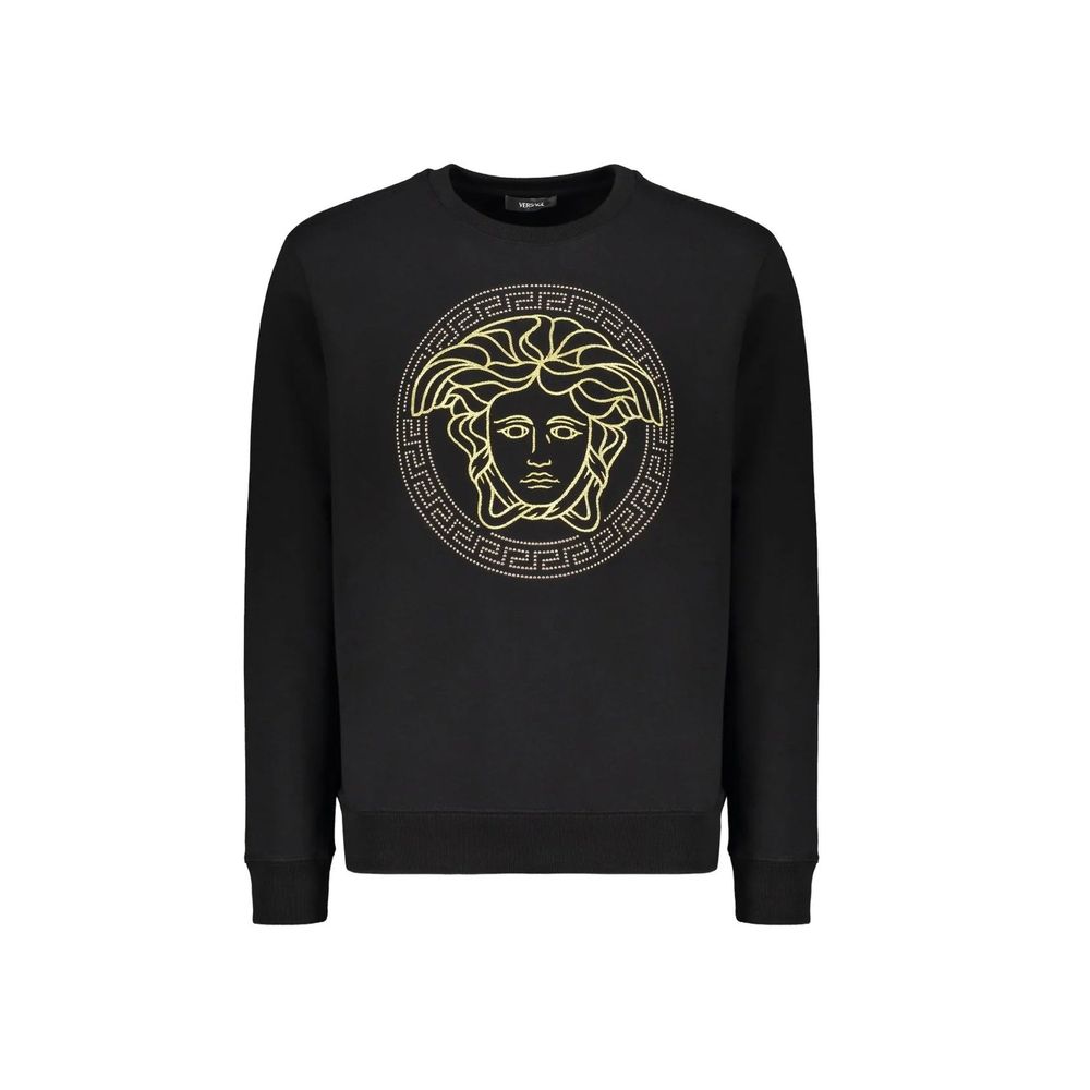 Versace Black Cotton Sweatshirt Men's Designer Crew Neck Jumper Luxury Casualwear