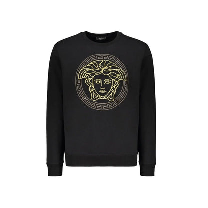 Versace Black Cotton Sweatshirt Men's Designer Crew Neck Jumper Luxury Casualwear