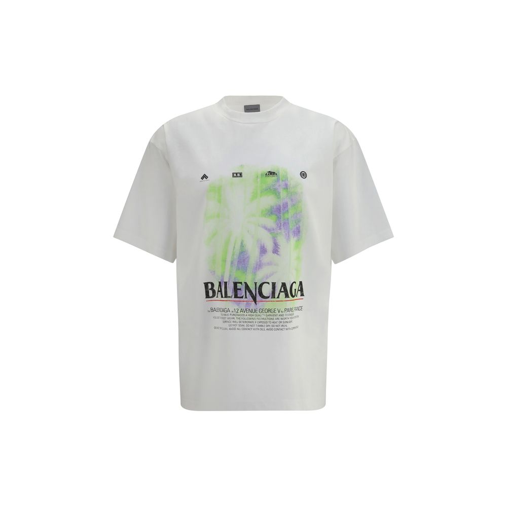 Balenciaga White Cotton Graphic T-Shirt AW26 | Luxury Designer Men's Tee | Kloset97