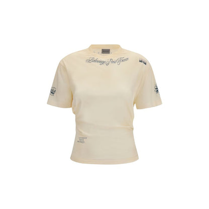 Balenciaga Beige Classic Ink Print Cotton T-Shirt – Distressed Designer Tee AW26