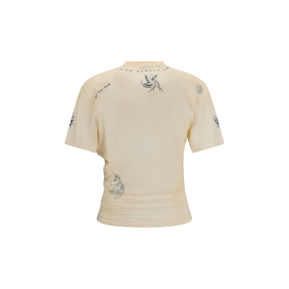 Balenciaga Beige Classic Ink Print Cotton T-Shirt – Distressed Designer Tee AW26
