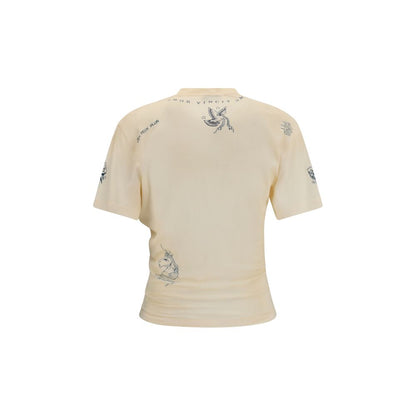 Balenciaga Beige Classic Ink Print Cotton T-Shirt – Distressed Designer Tee AW26