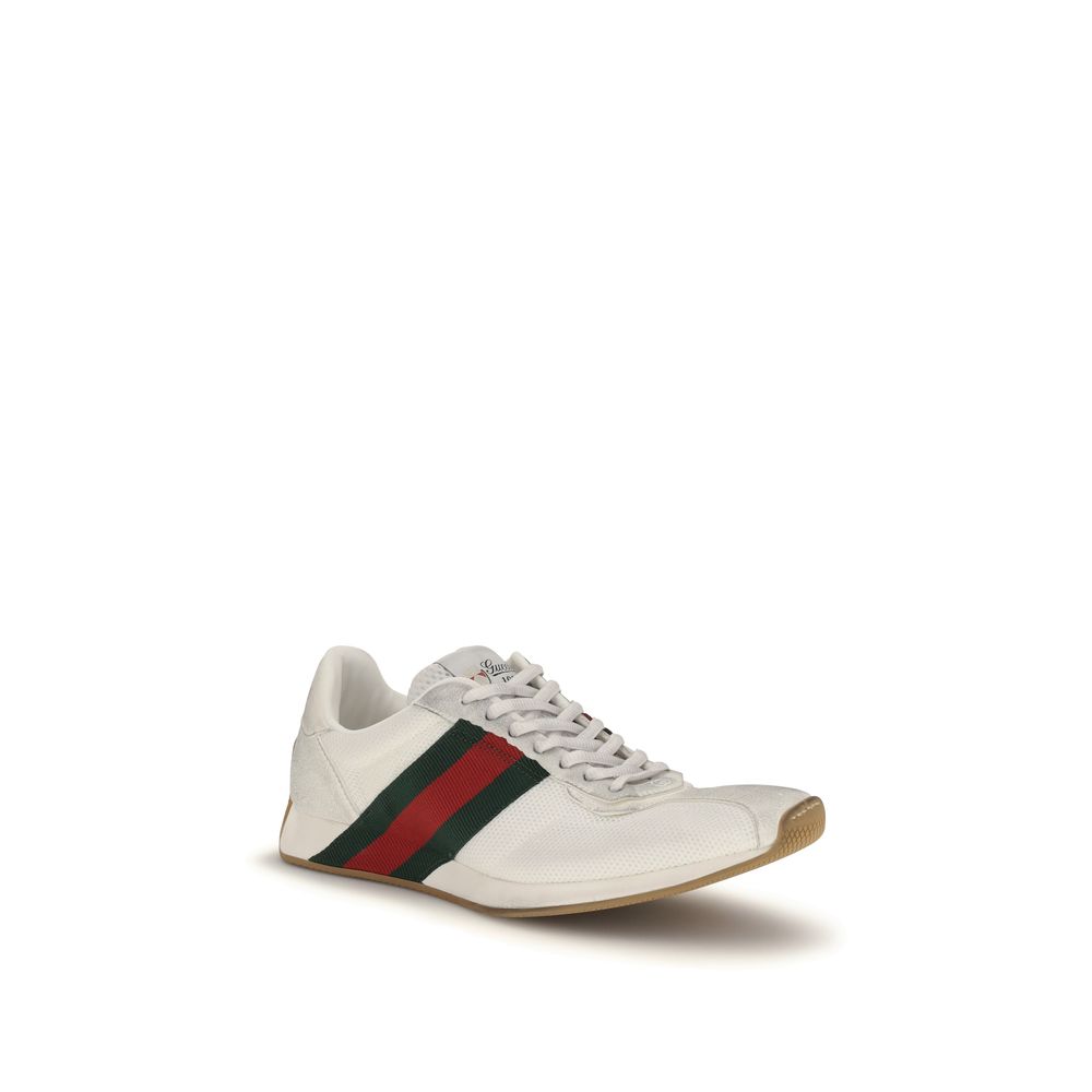 Gucci Tempo White Athletic Sneakers with Web Detail | Luxury Designer Footwear | Kloset97
