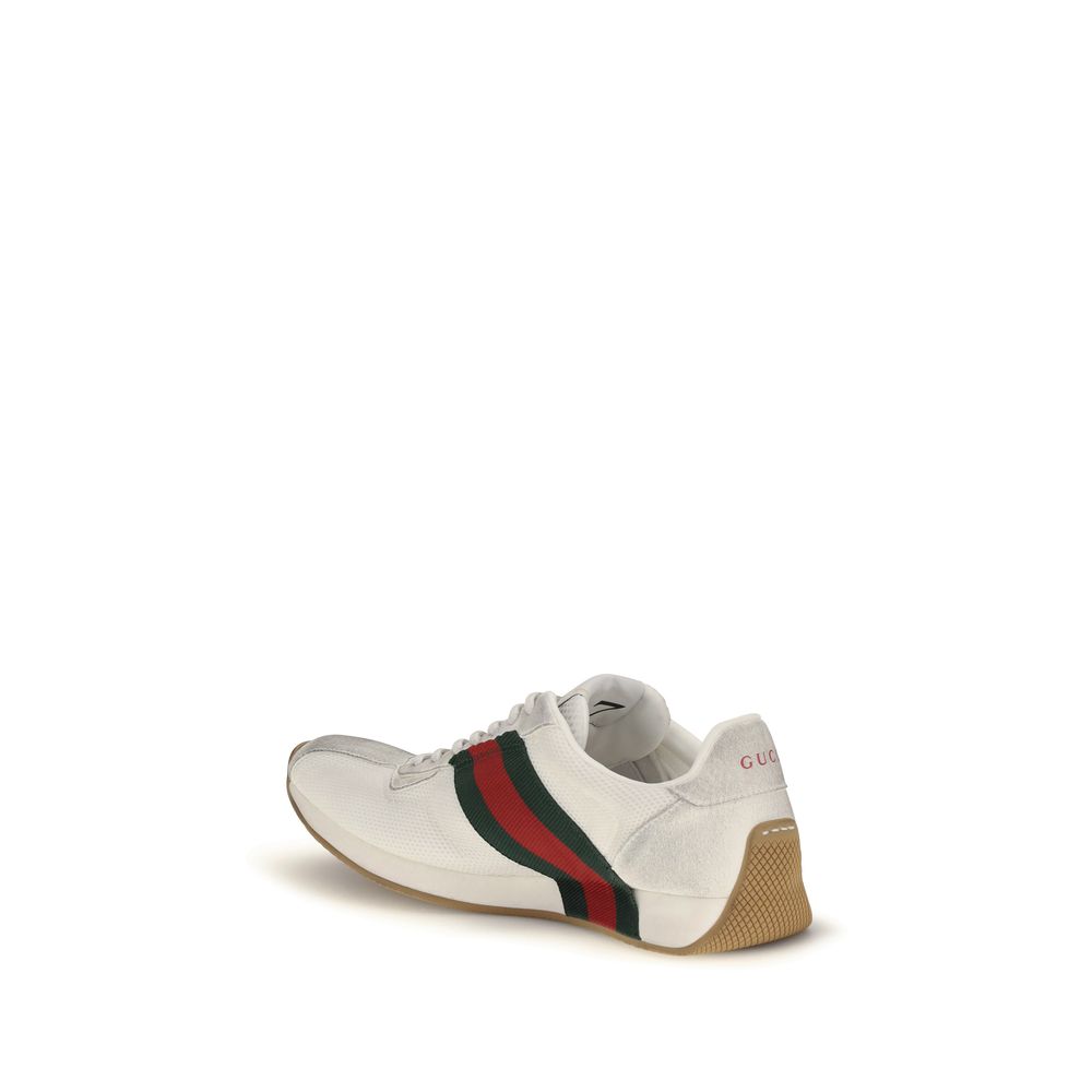 Gucci Tempo White Athletic Sneakers with Web Detail | Luxury Designer Footwear | Kloset97