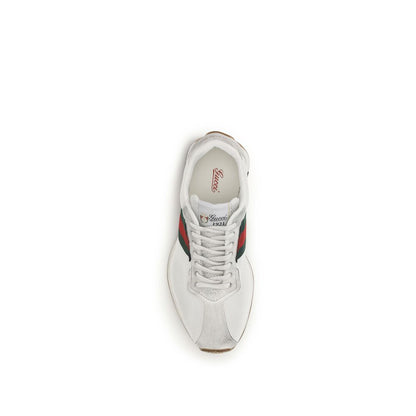 Gucci Tempo White Athletic Sneakers with Web Detail | Luxury Designer Footwear | Kloset97