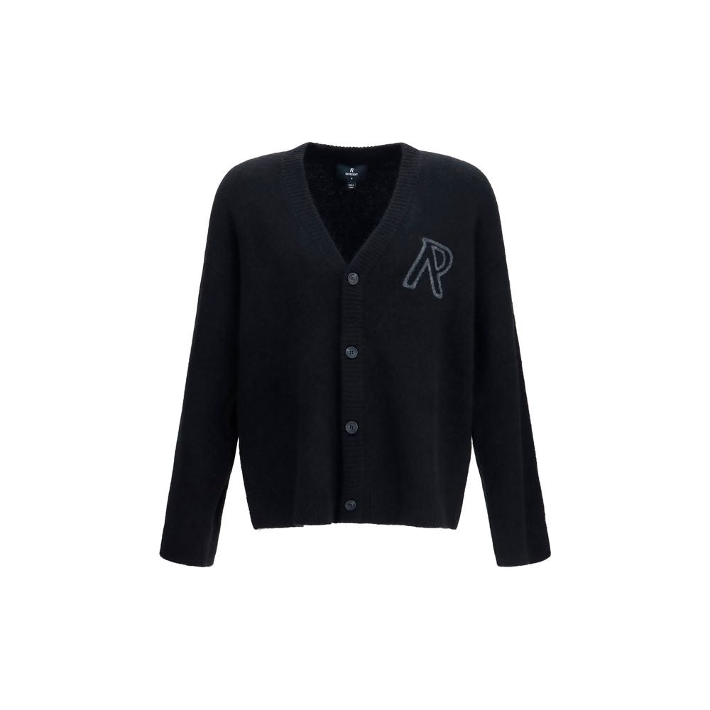 Represent Black Alpaca Vicugna Pacos Blend V-Neck Button Cardigan AW26