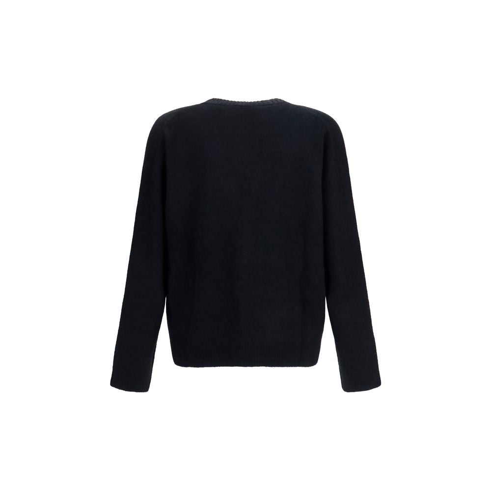 Represent Black Alpaca Vicugna Pacos Blend V-Neck Button Cardigan AW26