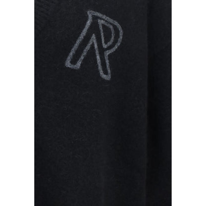 Represent Black Alpaca Vicugna Pacos Blend V-Neck Button Cardigan AW26