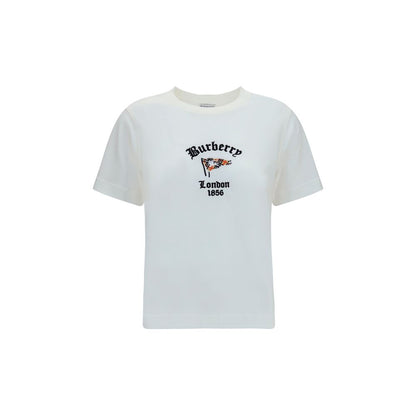 Burberry White Cotton Check Flag Embroidered Logo T-Shirt Regular Fit Men's AW26