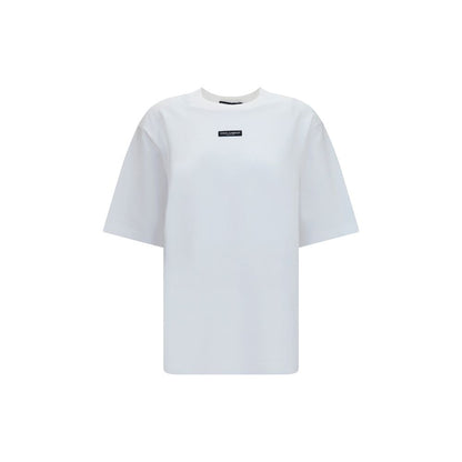 Dolce & Gabbana White Cotton Logo Patch T-Shirt Men's Designer Crew Neck Tee AW26
