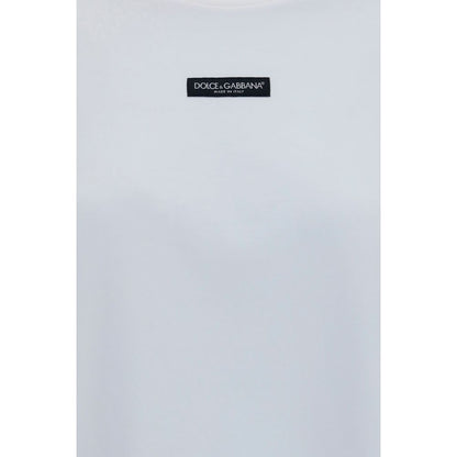 Dolce & Gabbana White Cotton Logo Patch T-Shirt Men's Designer Crew Neck Tee AW26