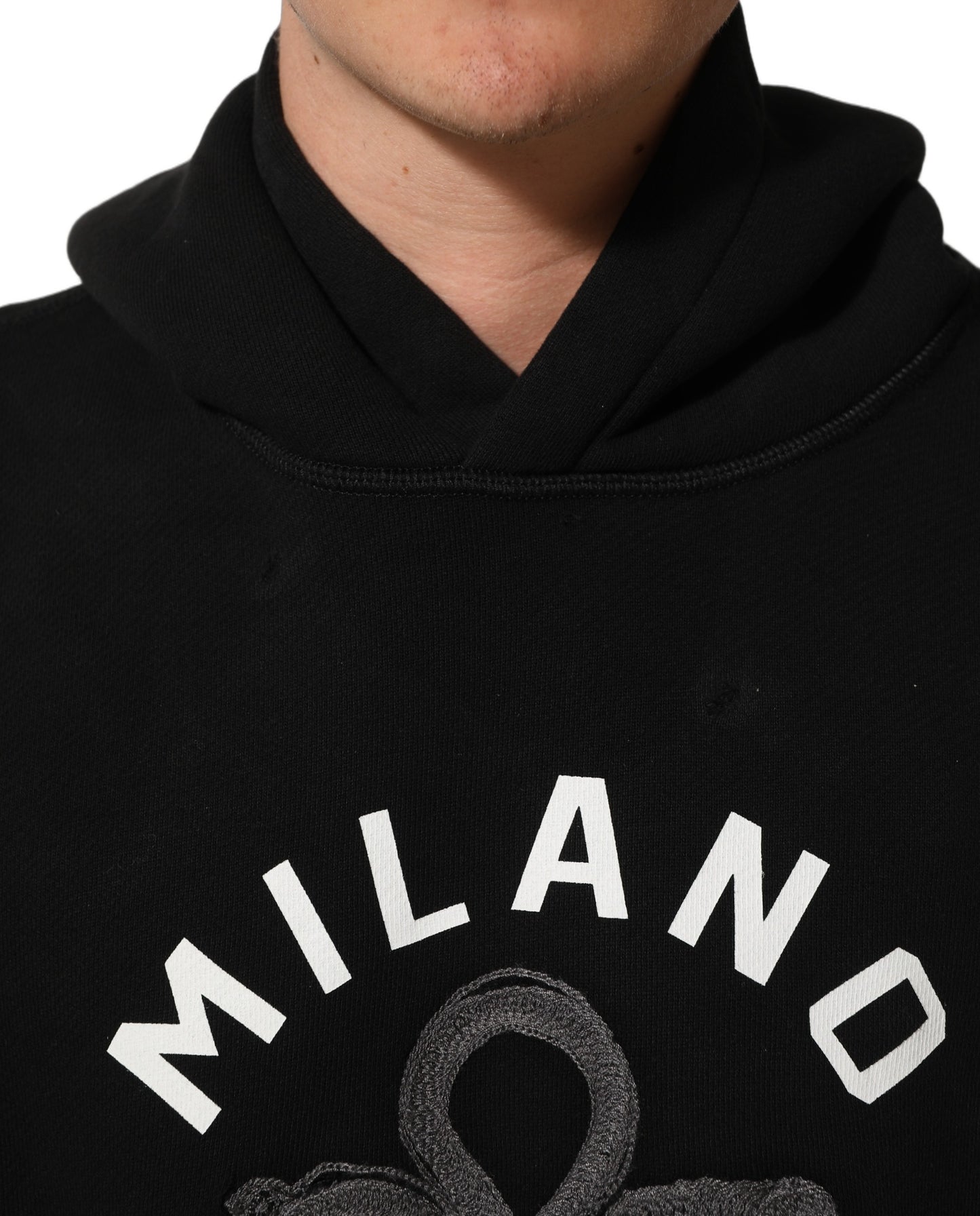 Dolce & Gabbana Milano 1984 Black Cotton Hoodie | Made in Italy Luxury Mens Sweatshirt
