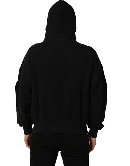 Dolce & Gabbana Milano 1984 Black Cotton Hoodie | Made in Italy Luxury Mens Sweatshirt