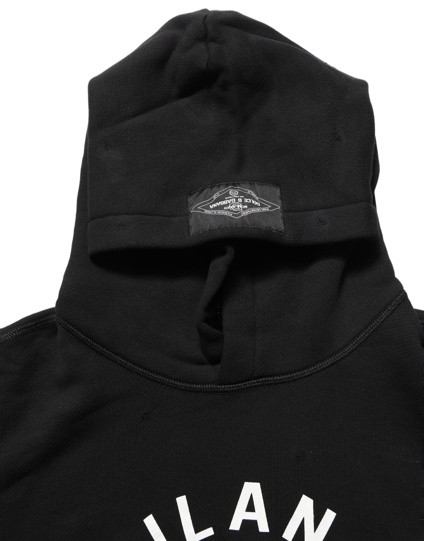 Dolce & Gabbana Milano 1984 Black Cotton Hoodie | Made in Italy Luxury Mens Sweatshirt