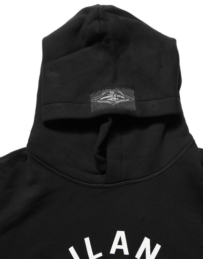 Dolce & Gabbana Milano 1984 Black Cotton Hoodie | Made in Italy Luxury Mens Sweatshirt