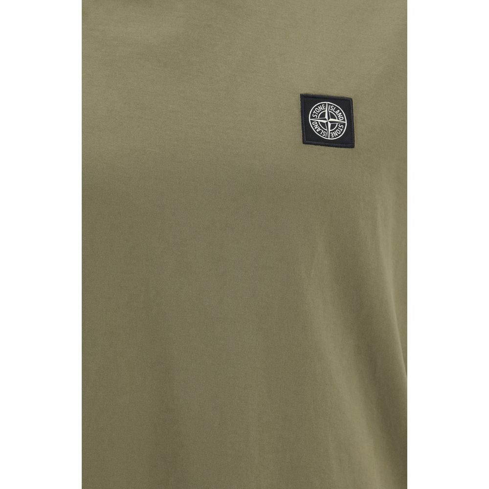 Stone Island Bicolor Cotton T-Shirt | Men's Designer Logo Patch Tee | Kloset97