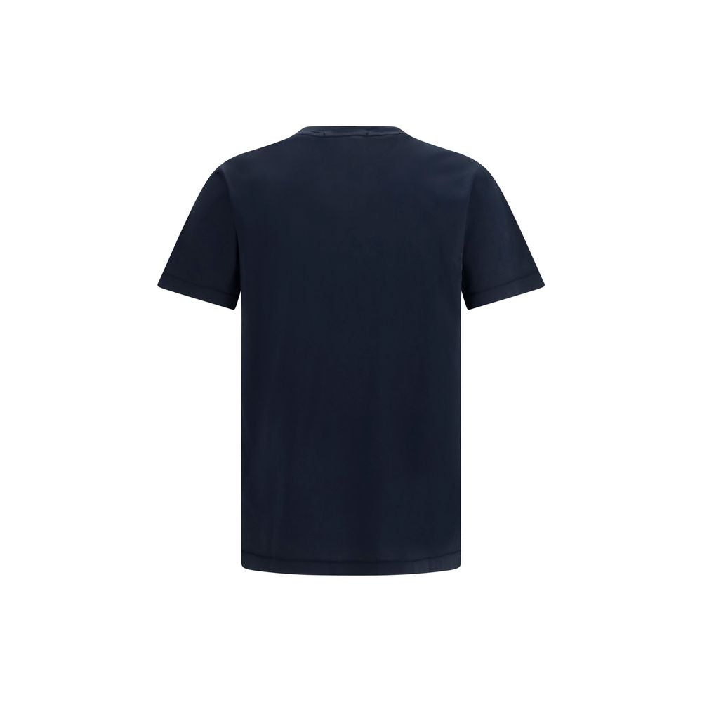 Stone Island Blue Cotton Logo Patch T-Shirt Men's Regular Fit Designer Tee AW26