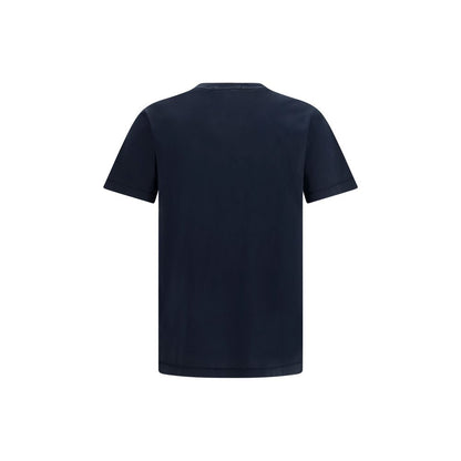 Stone Island Blue Cotton Logo Patch T-Shirt Men's Regular Fit Designer Tee AW26