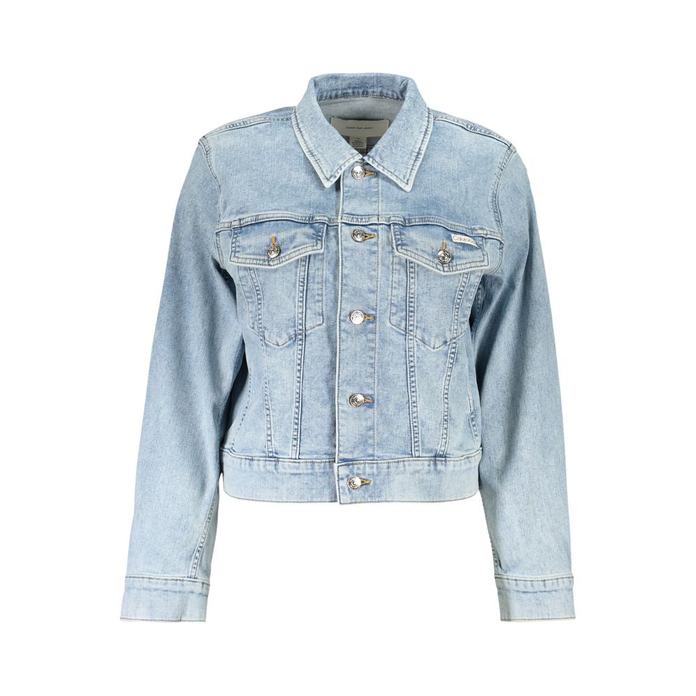 Calvin Klein Women's Light Blue Denim Jacket | Azzurro Cotton Stretch Designer Jacket