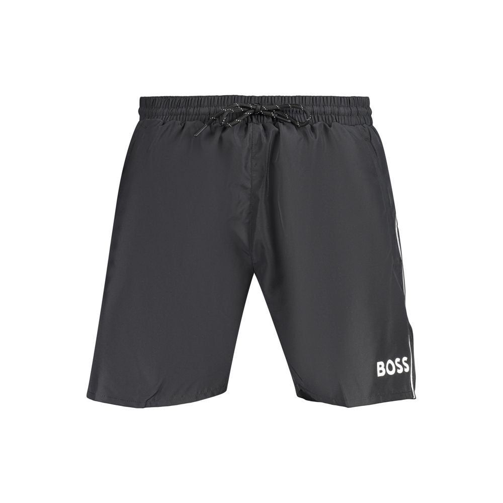 Hugo Boss Nero Black Swim Shorts Men's Polyester Designer Beach Shorts with Logo