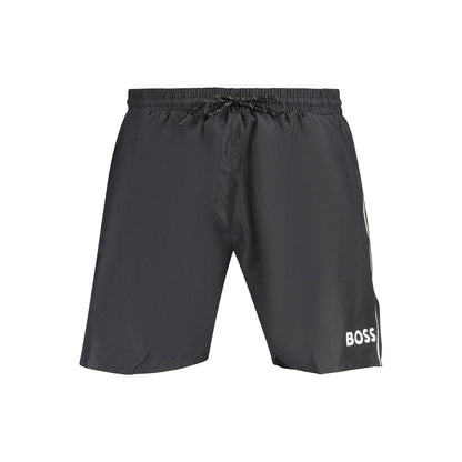 Hugo Boss Nero Black Swim Shorts Men's Polyester Designer Beach Shorts with Logo