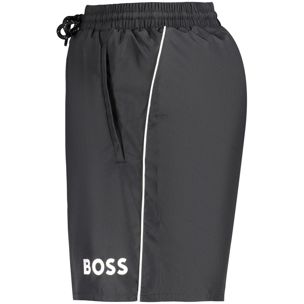Hugo Boss Nero Black Swim Shorts Men's Polyester Designer Beach Shorts with Logo
