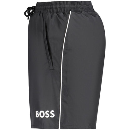 Hugo Boss Nero Black Swim Shorts Men's Polyester Designer Beach Shorts with Logo