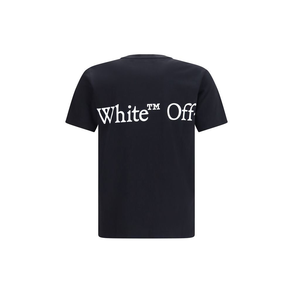 Off-White Black Bookish Scarf Cotton T-Shirt | Men's Designer Graphic Tee | AW26