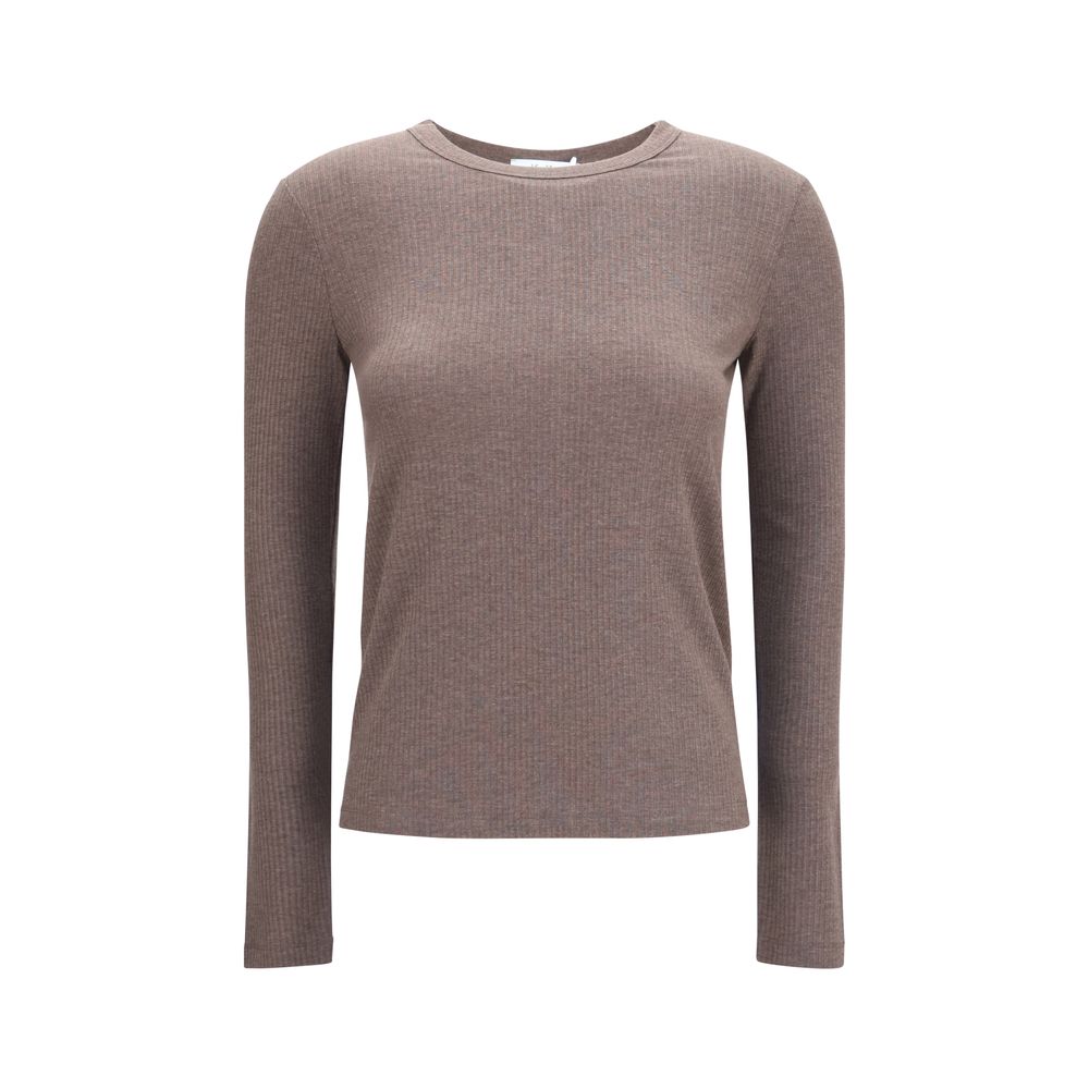 Max Mara Brown Ribbed Lyocell Silk Sweater | Women's Designer Knitwear AW26