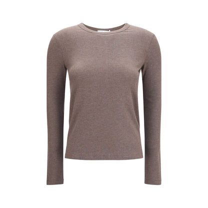 Max Mara Brown Ribbed Lyocell Silk Sweater | Women's Designer Knitwear AW26
