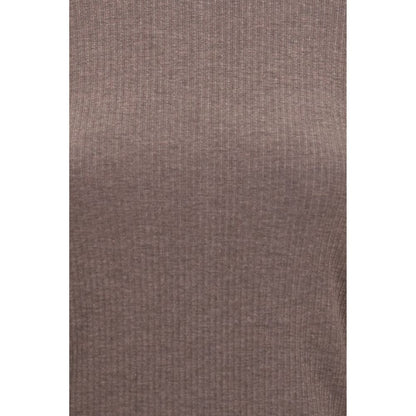 Max Mara Brown Ribbed Lyocell Silk Sweater | Women's Designer Knitwear AW26