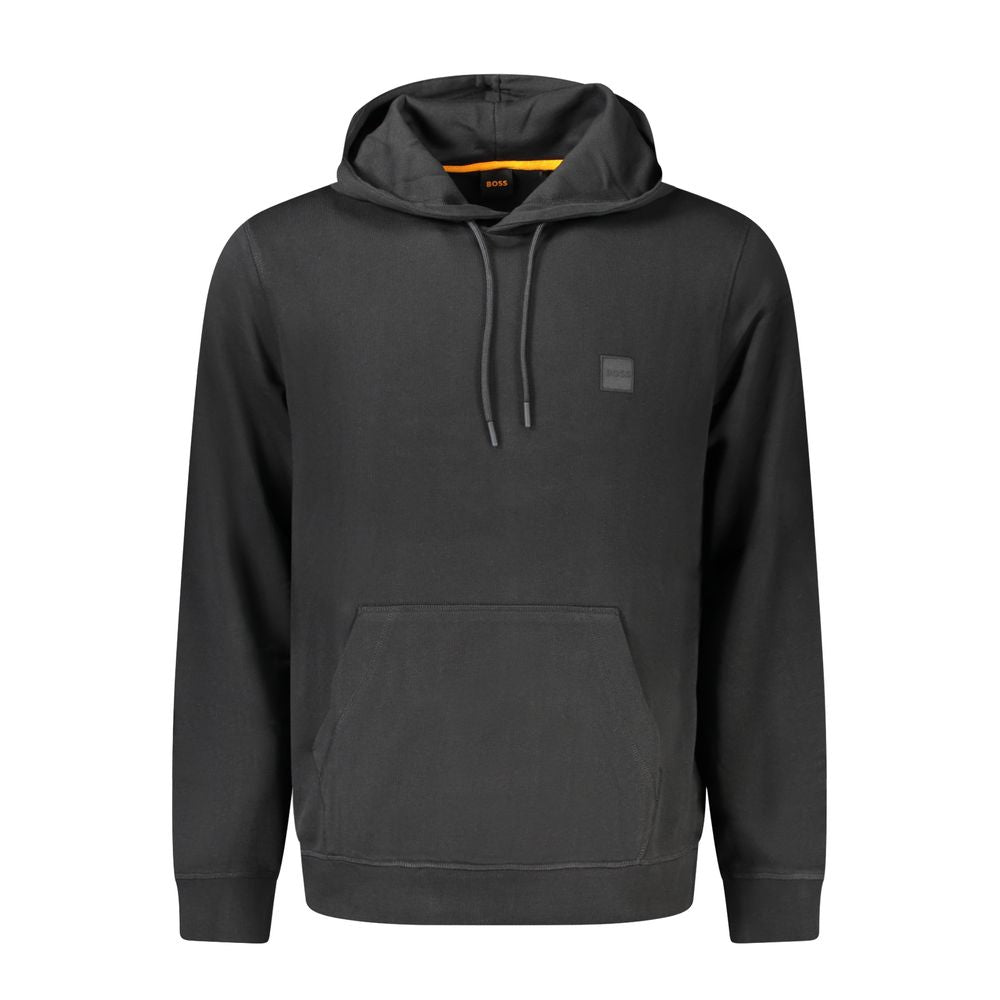 Hugo Boss Blue Cotton Hoodie for Men | Embroidered Logo Luxury Pullover Hoodie