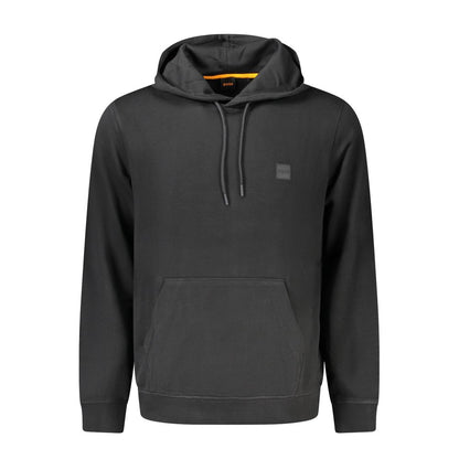 Hugo Boss Blue Cotton Hoodie for Men | Embroidered Logo Luxury Pullover Hoodie