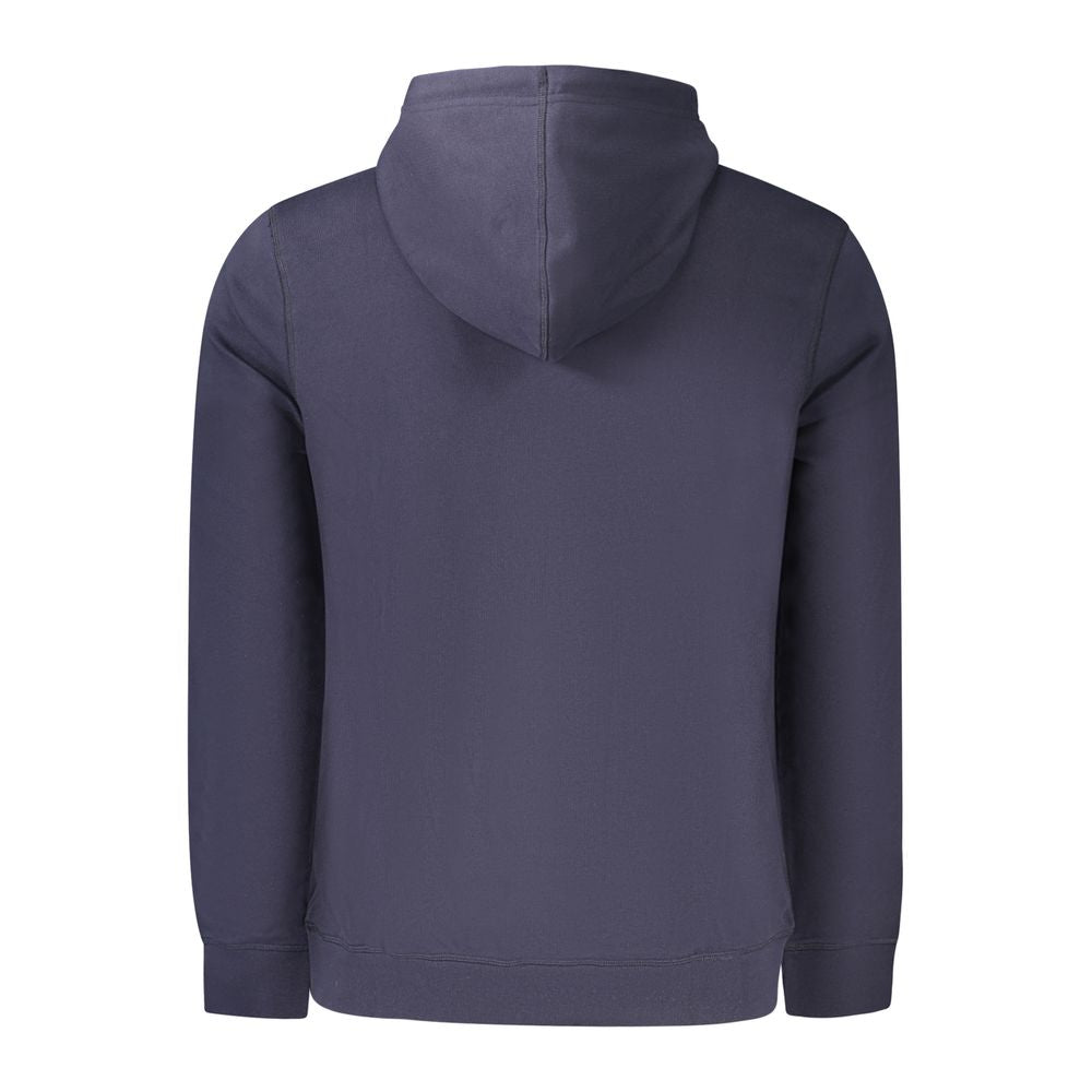 Hugo Boss Blue Cotton Hoodie for Men | Embroidered Logo Luxury Pullover Hoodie