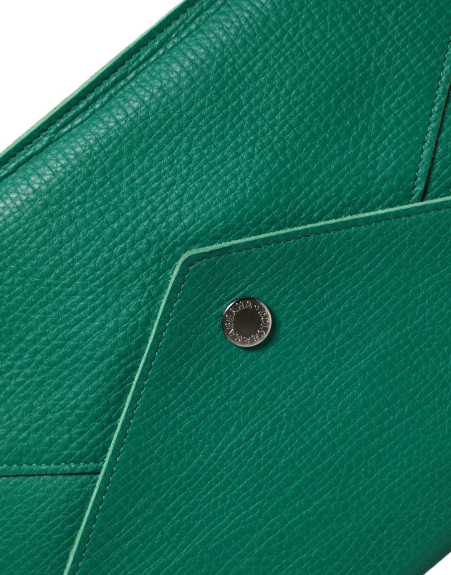 Dolce & Gabbana Green Leather Clutch Bag Mini Purse Tablet Pouch Made in Italy