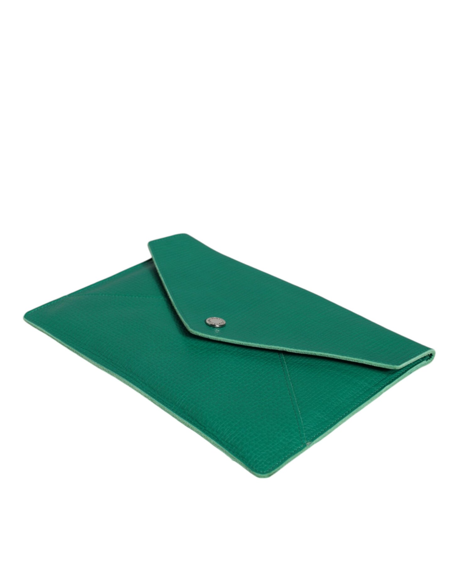 Dolce & Gabbana Green Leather Clutch Bag Mini Purse Tablet Pouch Made in Italy