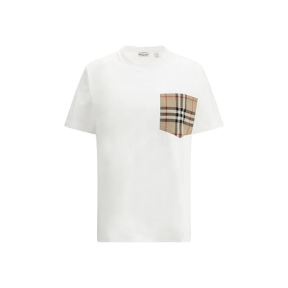 Burberry Archive Check Pocket Oversized White Cotton T-Shirt Men's Luxury Designer Tee