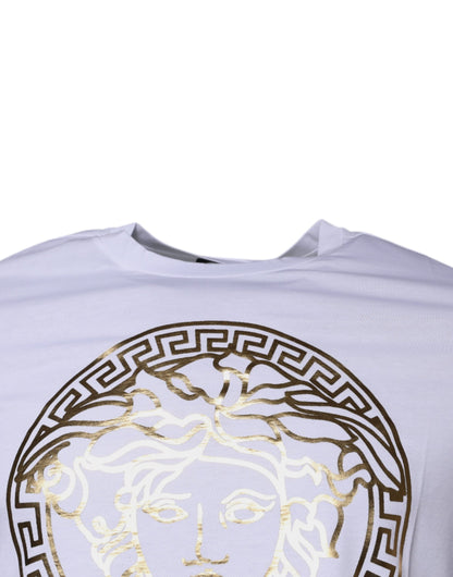 Versace Medusa Print White Cotton T-Shirt – Made in Italy Luxury Designer Tee
