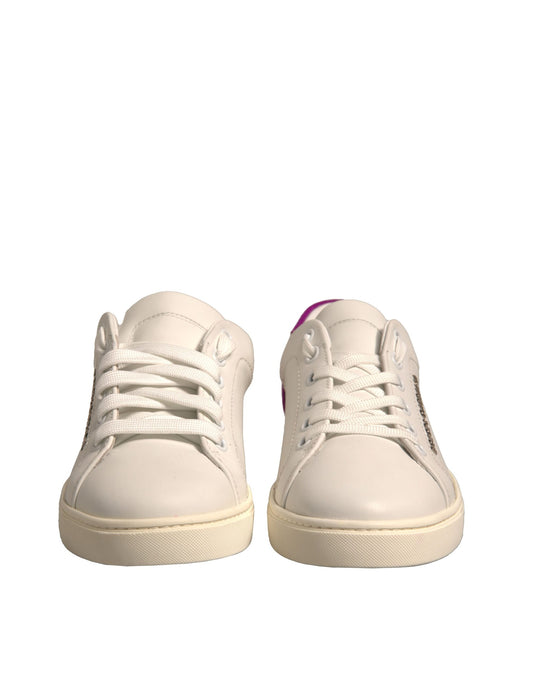 Dolce & Gabbana White Suede Leather Sneakers Women Low Top Designer Trainers Italy