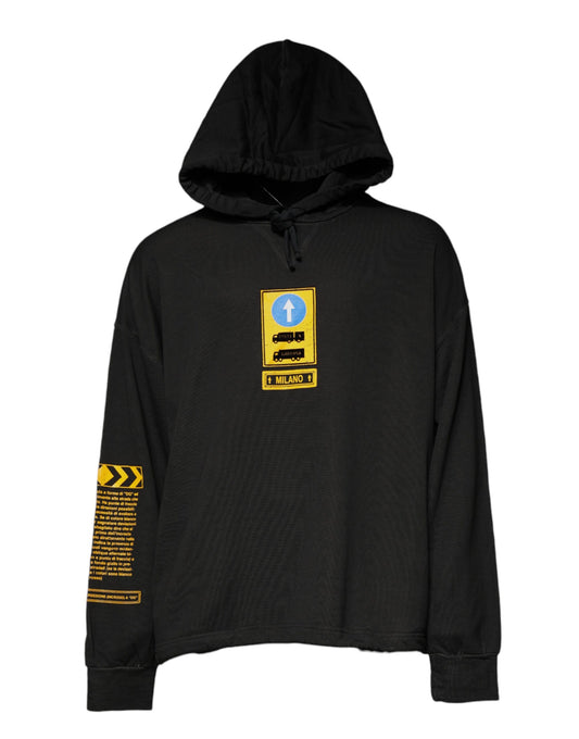 Dolce & Gabbana DG Shield Hoodie Black Cotton Pullover Sweatshirt Made in Italy