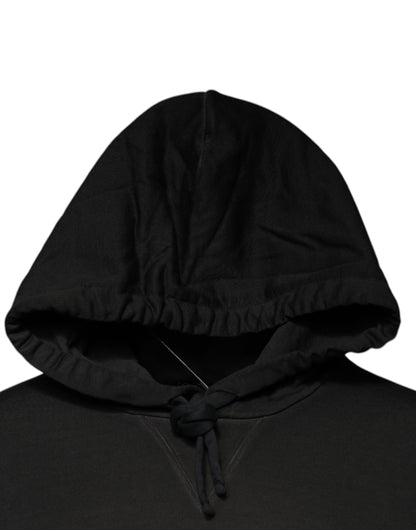 Dolce & Gabbana DG Shield Hoodie Black Cotton Pullover Sweatshirt Made in Italy