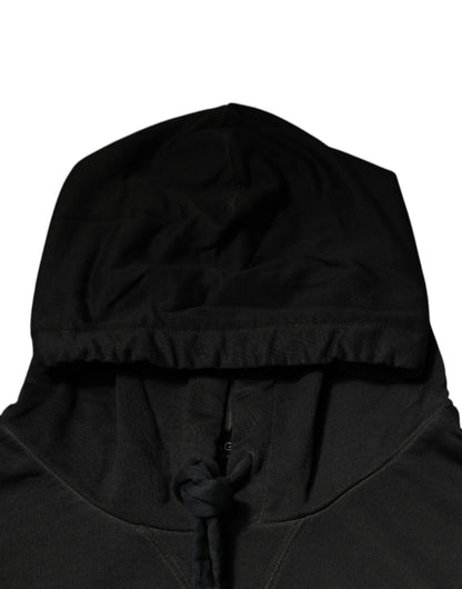 Dolce & Gabbana DG Shield Hoodie Black Cotton Pullover Sweatshirt Made in Italy
