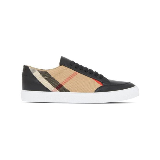 Burberry New Salmond Sneakers Black Vintage Check Leather SS24 Made in Italy